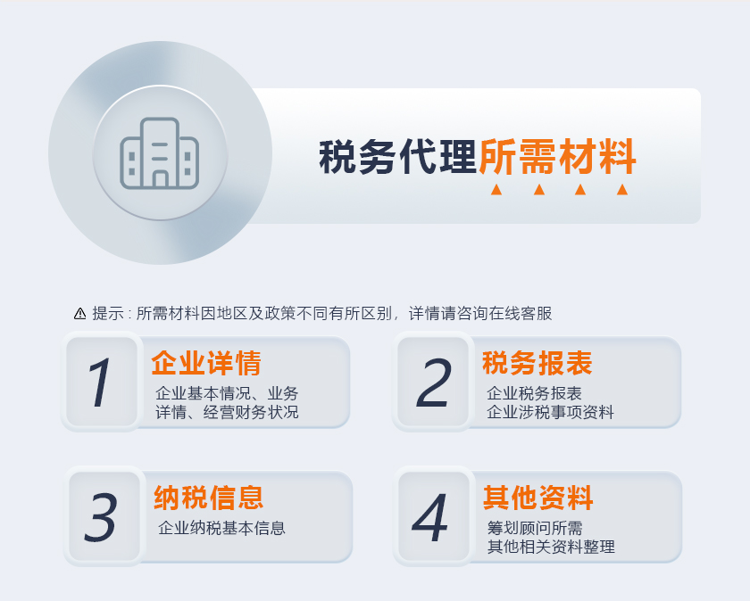 税务代理所需材料