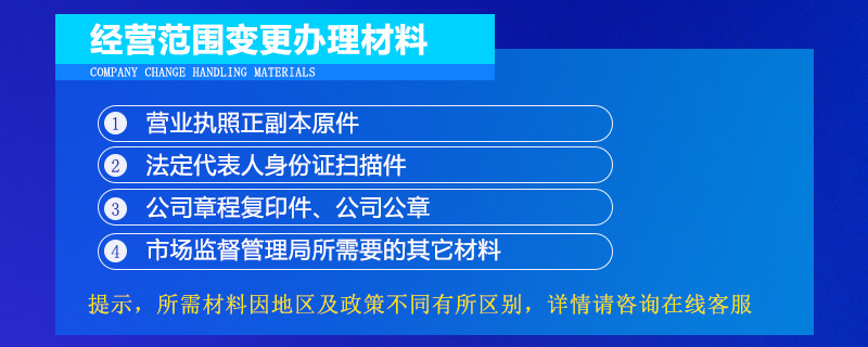 经营范围变更所需材料