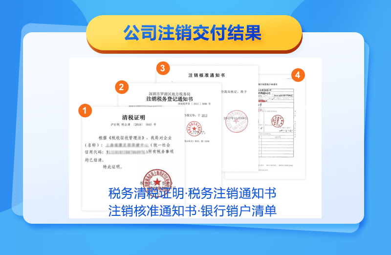 公司注销交付结果